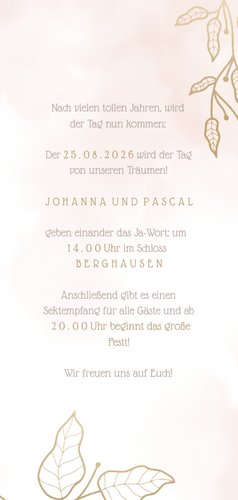 Einladungskarte zur Hochzeit mit eleganten Blumen 3
