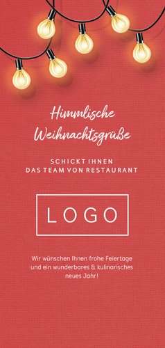Firmen-Weihnachtskarte mit Foto und Lichterkette Rückseite