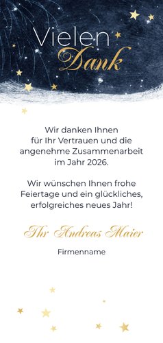Firmen-Weihnachtskarte Sternenhimmel abstrakt Rückseite