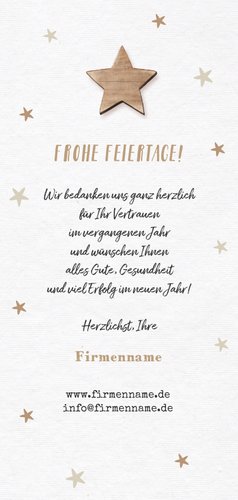 Firmen-Weihnachtskarte Weihnachtsbaum Holz Rückseite