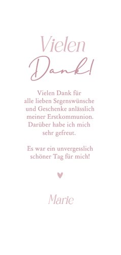 Foto-Dankeskarte Kommunion rosa Aquarell mit Rahmen 3