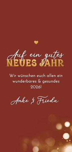 Fotocollagekarte Liebevolles neues Jahr Herzen auf rot 3