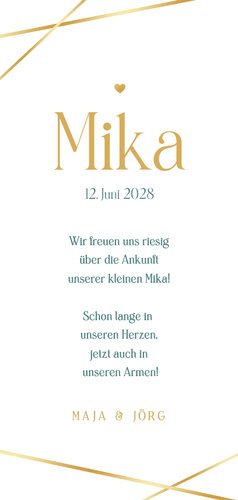 Fotokarte Adoption / Geburt Golddruck Linienspiel Rückseite