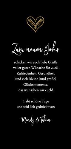 Fotokarte Neujahr 2026 mit Herz Rückseite