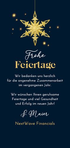 Geschäftliche Grußkarte Weihnachten goldene Sterne Rückseite