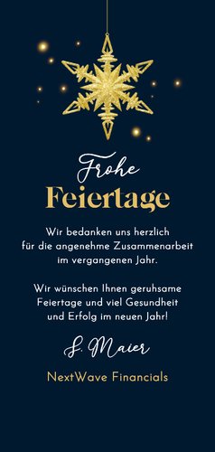 Geschäftliche Grußkarte Weihnachten goldene Sterne  Rückseite
