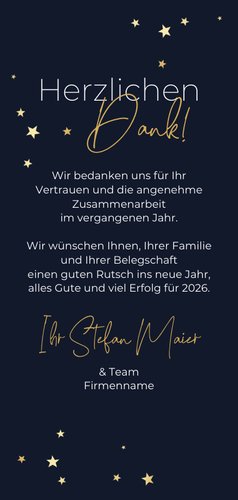 Geschäftliche Neujahrskarte 2027 & Sternchen in Gold Rückseite
