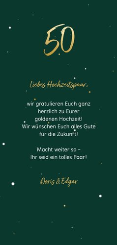 Glückwunschkarte zur goldenen Hochzeit mit Foto Rückseite