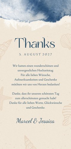 Hochzeits-Dankeskarte Brandung Rückseite