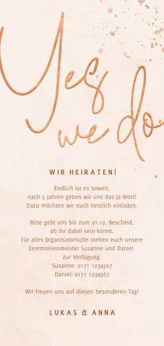 Hochzeitseinladung rosé filigraner Zweig 3