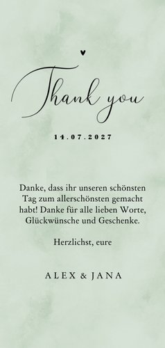 Hochzeitskarte 'Thank You' Aquarell & Typografie Rückseite