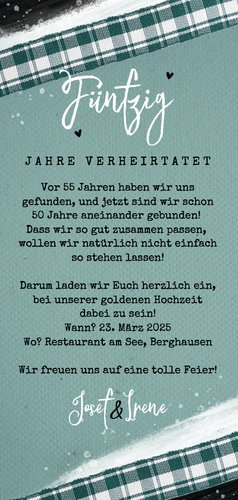 Jubiläumskarte Hochzeitstag vintage mit Foto Rückseite