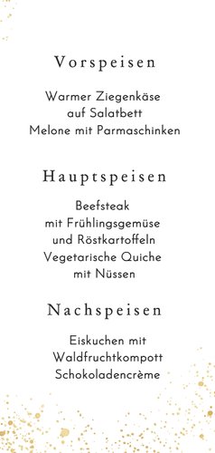 Jugendweihe Menükarte Goldschrift & Sprenkel 3