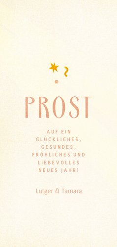 Karte Neujahrsgrüße Sektflasche & Sektglas Rückseite
