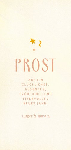 Karte Neujahrsgrüße Sektflasche & Sektglas Rückseite