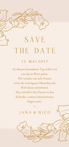 Karte 'Save-the-Date' klassische Glockenblumen Rückseite
