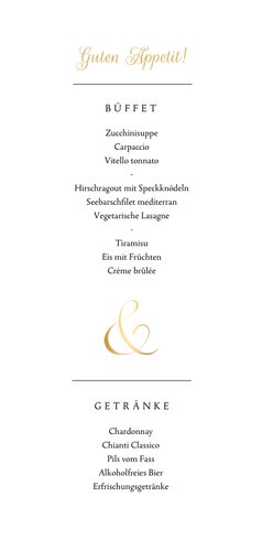 Klassische Speisekarte zur Hochzeit Ampersand gold Rückseite