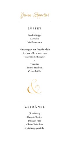 Klassische Speisekarte zur Hochzeit Ampersand Send a Smile