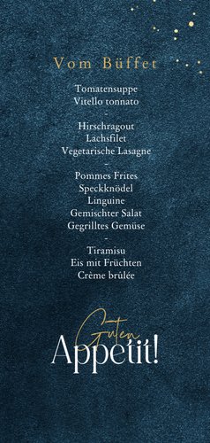 Konfirmations-Menükarte Goldschrift dunkelblau 3