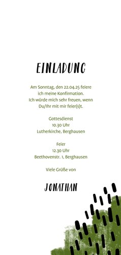 Konfirmationseinladung Foto olivgrüne Farbe wählbar 3