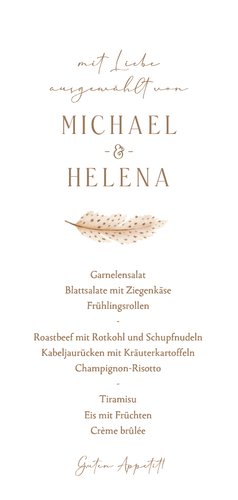 Menükarte Boho-Hochzeit Trockenzweige 'Unser Menü' Rückseite