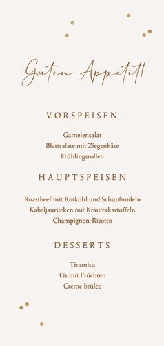 Menükarte Bohohochzeit Pampasgras Beige Rückseite