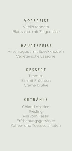 Menükarte Eukalyptuszweige & Goldlook Rückseite