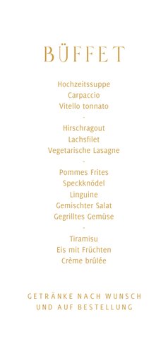 Menükarte Goldschrift minimalistisch Rückseite