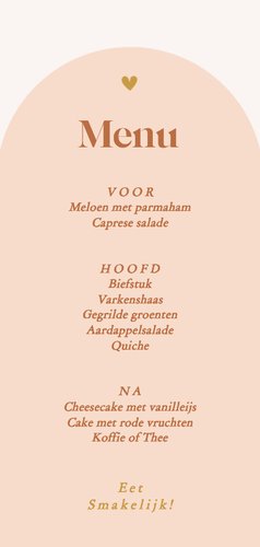 Menükarte grafisch Bogen Orange Beige Rückseite