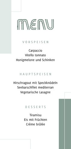 Menükarte Hochzeit Design abstrakt eigenes Foto Rückseite