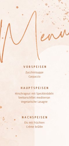 Menükarte Hochzeit rosé filigraner Zweig Rückseite