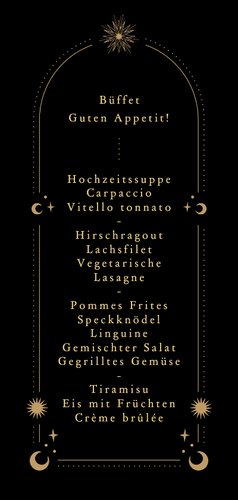 Menükarte Hochzeit Tattoo Astrologie Mond 3