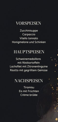 Menükarte Hochzeit Wasserfarbe Grau und Gold 3