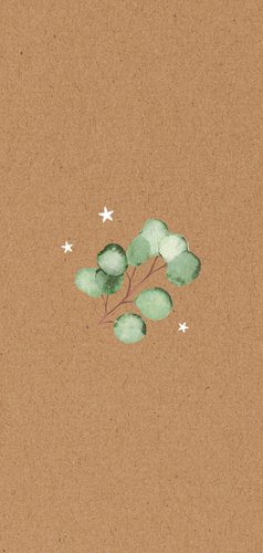 Menükarte Kommunion Kraftpapier Eukalyptus Rückseite