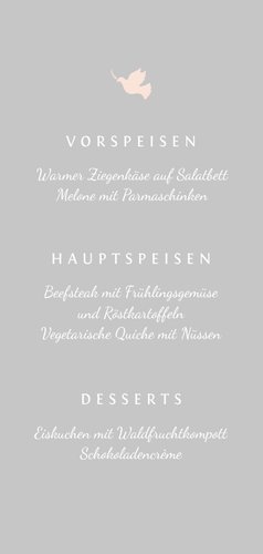 Menükarte Kommunion rosé schlichte Eleganz mit Foto Rückseite