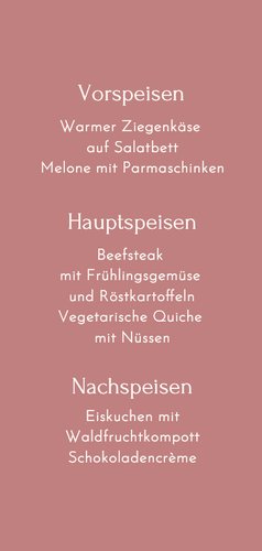 Menükarte Konfirmation altrosa 3