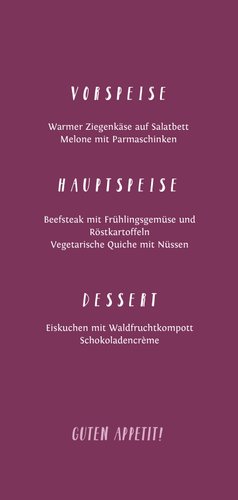Menükarte Konfirmation Foto und Kreuz Farbspritzer pink Rückseite