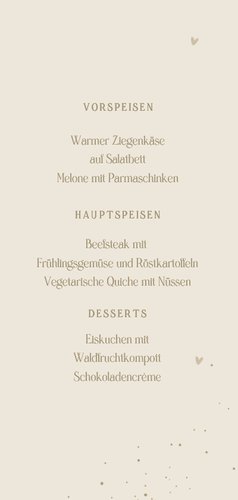 Menükarte Konfirmationsfeier weiße Taube auf Pastellbraun 3