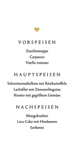 Menükarte schlicht Kalligrafie schwarz weiß Rückseite