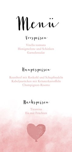 Menükarte Taufe rosa Aquarell Elefant mit Luftballon Rückseite