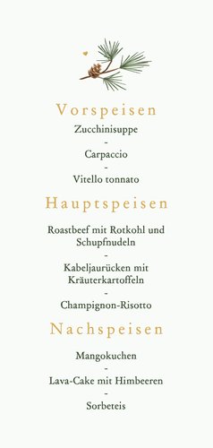 Menükarte Winter Hochzeit Tannenbäume Rückseite
