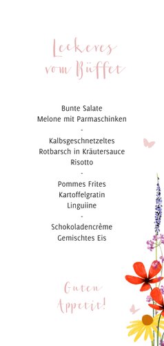 Menükarte zur Firmung Blumenwiese Rückseite