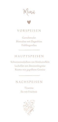 Menükarte zur Hochzeit altrosa Aquarell Rückseite