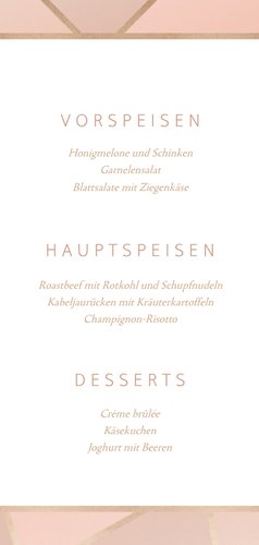 Menükarte zur Hochzeit geometrisch Rückseite
