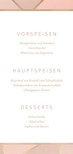 Menükarte zur Hochzeit geometrisch Rückseite