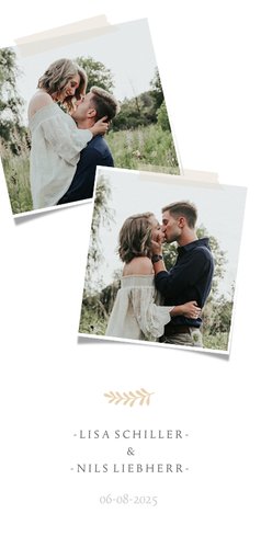 Menükarte zur Hochzeit mit Fotos und Herzen 2