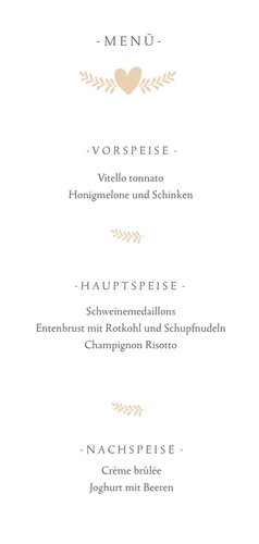 Menükarte zur Hochzeit mit Fotos und Herzen 3