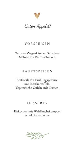 Menükarte zur Kommunion Kreuz botanisch Rückseite