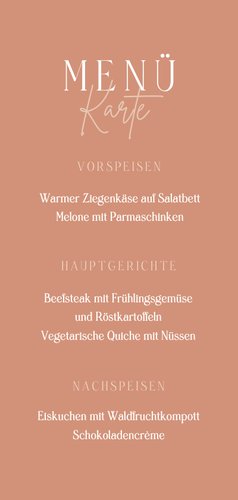 Menükarte zur Kommunion Goldschrift auf Federn Rückseite