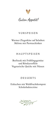 Menükarte zur Konfirmation botanisches Kreuz Rückseite